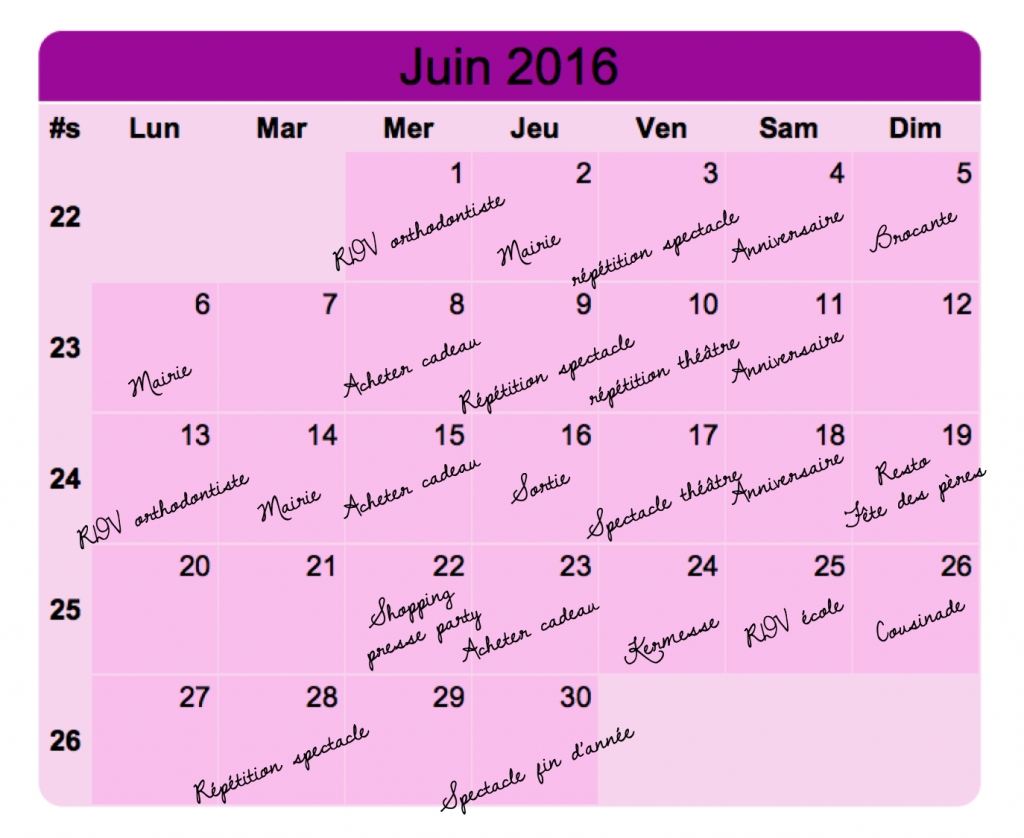 calendrier juin